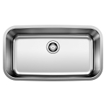Blanco 441024 STELLAR™ Kitchen Sink, Refined Brushed, Rectangle Shape, 26 in L x 16 in W x 9 in D Bowl, 28 in L x 18 in W, Under Mount, 18 ga 304 Stainless Steel