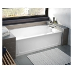 BOOTZ® BZ117200-R-000-00 BootzCast Professional Bathtub, Rectangle Shape, 60 in L 30 in W, Right Drain, White, Domestic