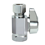 BrassCraft® G2R10X C G2™ 1/4 Turn Straight Stop, 3/8 in Nominal, FNPT x Compression, 125 psi, Brass Body, Polished Chrome, Domestic