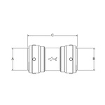 Sharkbite® SB0154 2XL Large Diameter Straight Pipe Coupling, 2 in Nominal, Push-Fit End Style, Brass, Import