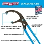 Channellock® 212 Oil Filter/PVC Plier, 4-1/4 in, 2.52 in High Carbon Steel Jaw, 12 in OAL