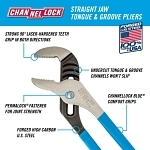 Channellock® CD-440 Tongue and Groove Plier, 2-1/4 in, 1-1/2 in L x 1/2 in THK Straight Forged Alloy Steel Jaw, 12 in OAL