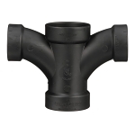 Charlotte ABS 00500 1400 Double Fixture Fitting, 2 x 2 x 1-1/2 x 1-1/2 in Nominal, Hub End Style, SCH 40/STD, ABS, Domestic