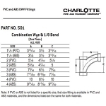 Charlotte ABS 00501 1000 1-Piece Combination Wye and Elbow, 3 in Nominal, Hub End Style, SCH 40/STD, ABS, Domestic