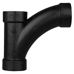 Charlotte ABS 00501 1000 1-Piece Combination Wye and Elbow, 3 in Nominal, Hub End Style, SCH 40/STD, ABS, Domestic
