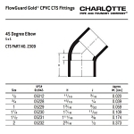 Charlotte CTS 02309 1000 45 deg Elbow, 1 in Nominal, Socket End Style, CPVC, Domestic