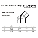Charlotte CTS 02310 0600 45 deg Street Elbow, 1/2 in Nominal, Spigot x Socket End Style, CPVC, Domestic