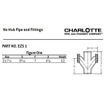 Charlotte EZS 00001 0600 FIG 1 Double Fixture Fitting, 2 x 1-1/2 in Nominal, Spigot x Spigot x FNPT x FNPT End Style, Cast Iron, Domestic