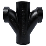 Charlotte EZS 00001 0600 FIG 1 Double Fixture Fitting, 2 x 1-1/2 in Nominal, Spigot x Spigot x FNPT x FNPT End Style, Cast Iron, Domestic