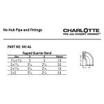 Charlotte NH 00004A 1200 Tapped 1/4 DWV Pipe Bend, 2 x 1-1/2 in Nominal, Spigot End Style, Cast Iron, Black, Domestic