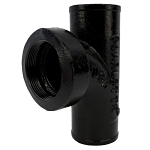 Charlotte NH 00034 1800 Tapped Sanitary Tee, 2 in, Spigot x Spigot x FNPT, Cast Iron, Black, Domestic