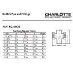 Charlotte NH 00035 1000 Tapped Sanitary Cross, 2 x 2 x 1-1/2 x 1-1/2 in, Spigot x Spigot x FNPT x FNPT, Cast Iron, Black, Domestic