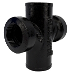 Charlotte NH 00035 1000 Tapped Sanitary Cross, 2 x 2 x 1-1/2 x 1-1/2 in, Spigot x Spigot x FNPT x FNPT, Cast Iron, Black, Domestic