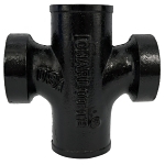 Charlotte NH 00035 1000 Tapped Sanitary Cross, 2 x 2 x 1-1/2 x 1-1/2 in, Spigot x Spigot x FNPT x FNPT, Cast Iron, Black, Domestic