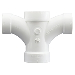 Charlotte PVC 00500 1200, DWV Double Fixture Fitting/Connector, 2 x 2 x 1-1/2 x 1-1/2 in nominal, Hub end style, SCH 40/STD, PVC, Domestic