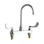 Chicago Faucet® 1100-G2E3-317AB Kitchen Sink Faucet, Commercial, 2.2 gpm Flow Rate, 8 in Center, Gooseneck Spout, Polished Chrome, 2 Handles, Domestic