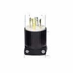 EATON Eaton Wiring Devices Arrow Hart™ L1420P Grounding Straight Locking Plug, 125/250 V AC, 20 A, 3 Poles, 4 Wires, Black/White