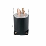 EATON Eaton Wiring Devices Arrow Hart™ L1430P Grounding Straight Locking Plug, 125/250 V AC, 30 A, 3 Poles, 4 Wires, Black/White