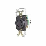 EATON Wiring Devices Arrow Hart™ L1430R Single Locking Receptacle, 125/250 VAC, 30 A, 3 Poles, 4 Wires, Black