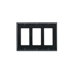 Leviton® Decora® 80411-E Standard Size Wall Plate, 3 Gangs, 6.37 in W x 4.5 in H, Thermoset, Black