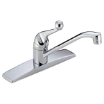 DELTA® 100LF-WF Classic Kitchen Faucet, 1.8 gpm Flow Rate, 8 in Center, Swivel Spout, Polished Chrome, 1 Handles, Domestic