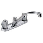DELTA® 2100LF Kitchen Faucet, Classic, Commercial, 1.8 gpm Flow Rate, 8 in Center, Swivel Spout, Polished Chrome, 2 Handles