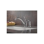 DELTA® 2100LF Kitchen Faucet, Classic, Commercial, 1.8 gpm Flow Rate, 8 in Center, Swivel Spout, Polished Chrome, 2 Handles