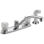 DELTA® 2402LF Classic Kitchen Faucet, Commercial, 1.8 gpm Flow Rate, 8 in Center, Swivel Spout, Polished Chrome, 2 Handles, Domestic