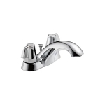 DELTA® 2520LF-MPU Classic Centerset Lavatory Faucet, Polished Chrome, 2 Handles, Metal Pop-Up Drain, 1.2 gpm Flow Rate