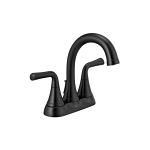 DELTA® 2533LF-BLMPU Kayra™ Centerset Bathroom Faucet, Matte Black, 2 Handles, Metal Push Pop-Up Drain, 1.2 gpm at 60 psi Flow Rate