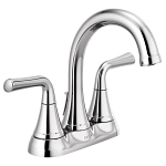 DELTA® 2533LF-MPU Kayra™ Centerset Bathroom Faucet, Polished Chrome, 2 Handles, Metal Push Pop-Up Drain, 1.2 gpm at 60 psi Flow Rate