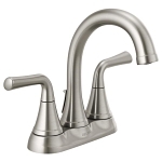 DELTA® 2533LF-SSMPU Kayra™ Centerset Bathroom Faucet, Stainless Steel, 2 Handles, Metal Push Pop-Up Drain, 1.2 gpm at 60 psi Flow Rate