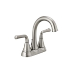 DELTA® 2533LF-SSMPU Kayra™ Centerset Bathroom Faucet, Stainless Steel, 2 Handles, Metal Push Pop-Up Drain, 1.2 gpm at 60 psi Flow Rate