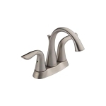 DELTA® 2538-SSMPU-DST Lahara® Centerset Lavatory Faucet, Stainless Steel, 2 Handles, Metal Pop-Up Drain, 1.2 gpm Flow Rate