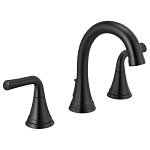 DELTA® 3533LF-BLMPU Kayra™ Widespread Bathroom Faucet, 1.2 gpm at 60 psi Flow Rate, 4-7/16 in H Spout, 6 to 16 in Center, Matte Black, 2 Handles, Metal Push Pop-Up Drain, Import
