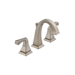 DELTA® 3551-SSMPU-DST Dryden™ Widespread Bathroom Faucet, 1.2 gpm at 60 psi Flow Rate, 3-3/4 in H Spout, 4 to 16 in Center, Stainless Steel, 2 Handles, Metal Push Pop-Up Drain, Domestic