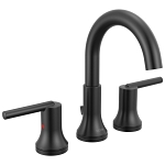 DELTA® 3559-BLMPU-DST Trinsic® Widespread Lavatory Faucet, 1.2 gpm Flow Rate, 7-3/4 in H Spout, 4 to 16 in Center, Matte Black, 2 Handles, Metal Pop-Up Drain