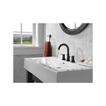 DELTA® 3559-BLMPU-DST Trinsic® Widespread Lavatory Faucet, 1.2 gpm Flow Rate, 7-3/4 in H Spout, 4 to 16 in Center, Matte Black, 2 Handles, Metal Pop-Up Drain