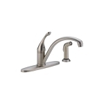 DELTA® 440-SS-DST Collins™ Kitchen Faucet, 1.8 gpm Flow Rate, 8 in Center, Swivel Spout, Stainless Steel, 1 Handles, Domestic