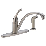 DELTA® 440-SS-DST Collins™ Kitchen Faucet, 1.8 gpm Flow Rate, 8 in Center, Swivel Spout, Stainless Steel, 1 Handles, Domestic