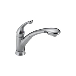 DELTA® 470-AR-DST Signature™ Kitchen Faucet, Commercial, 1.8 gpm Flow Rate, 120 deg Swivel Spout, Arctic™ Stainless Steel, 1 Handles, 1/3 Faucet Holes