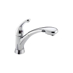 DELTA® 470-DST Signature™ Kitchen Faucet, 1.8 gpm Flow Rate, 120 deg Swivel Spout, Polished Chrome, 1 Handles, 1/3 Faucet Holes