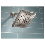 DELTA® 52684-SS-PR Universal Showerhead With H2Okinetic® Technology, 1.75 gpm Max Flow, 3 Sprays, 7-5/8 in L x 7-5/8 in W x 3-1/2 in H Head, Import