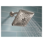 DELTA® 52684-SS-PR Universal Showerhead With H2Okinetic® Technology, 1.75 gpm Max Flow, 3 Sprays, 7-5/8 in L x 7-5/8 in W x 3-1/2 in H Head, Import