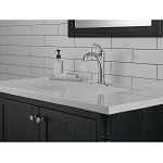 DELTA® 532-MPU-DST Woodhurst™ Single Handle Bathroom Faucet, 1.2 gpm Flow Rate, 5.38 in H Spout, 1 Handles, Pop-Up Drain, 1 Faucet Holes, Chrome, Lavatory Function