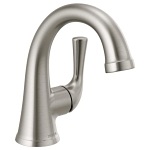DELTA® 533LF-SSMPU Kayra™ Bathroom Faucet, 1.2 gpm at 60 psi Flow Rate, 4-1/2 in H Spout, 1 Handle, Metal Push Pop-Up Drain, 1 Faucet Hole, Stainless Steel