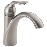 DELTA® 538-SSMPU-DST Lahara® Centerset Lavatory Faucet, Commercial, 1.2 gpm Flow Rate, 3-15/16 in H Spout, 1 Handles, Pop-Up Drain, 1/3 Faucet Holes, Stainless Steel, Function: Traditional