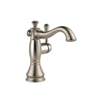 DELTA® 597LF-SSMPU Cassidy™ Centerset Lavatory Faucet, Commercial, 1.2 gpm Flow Rate, 5-7/32 in H Spout, 1 Handles, Pop-Up Drain, 1/3 Faucet Holes, Stainless Steel, Function: Traditional