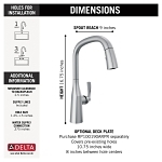 DELTA® 9176-AR-PR-DST Stryke® Pull-Down Kitchen Faucet, 1.8 gpm Flow Rate, Arctic Stainless, 1 Handles, 1 Faucet Holes, Commercial/Residential
