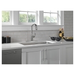 DELTA® 9176-AR-PR-DST Stryke® Pull-Down Kitchen Faucet, 1.8 gpm Flow Rate, Arctic Stainless, 1 Handles, 1 Faucet Holes, Commercial/Residential